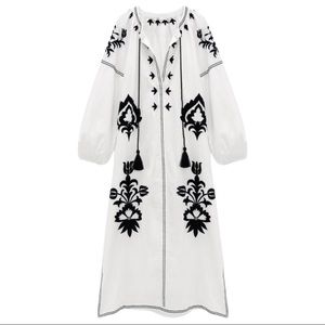 Zara embroidered midi dress